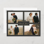 Gray Thank You 結婚's Collage 4フォトポストカード ポストカード (正面/裏面)