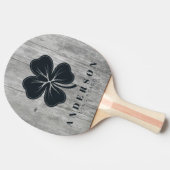 Gray Timber Four Leaf Clover with Name 卓球ラケット (横)
