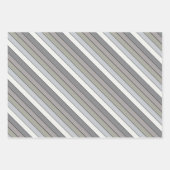 Gray Tones With Black Stripes On Watercolor Paper ラッピングペーパーシート (正面3)