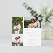 Gray Trendy Branches Wedding Save Date 3 Photos (スタンド正面)