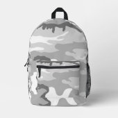 Gray Urban Military Camouflage Pattern プリントバックパック (正面)