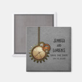 Gray Vintage Clock Save the Date Magnet マグネット (正面/裏面)