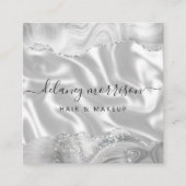 Gray White Agate Silver Glitter Luxury スクエア名刺 (正面)