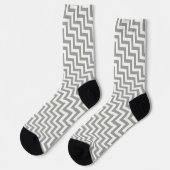 Gray White Chevron Socks ソックス (左)