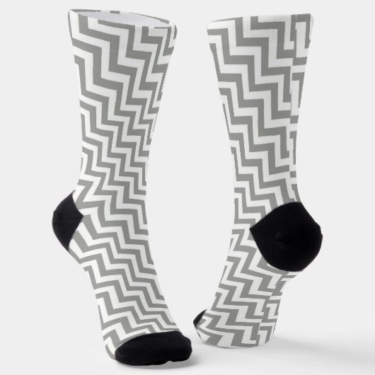 Gray White Chevron Socks ソックス (傾斜あり)