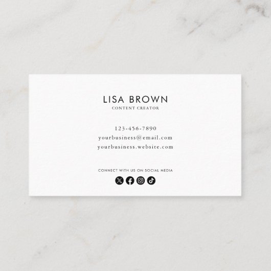 Gray White Classic Content Creator Business Card 名刺 (裏面)