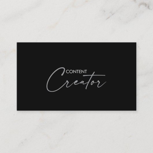 Gray White Classic Content Creator Business Card 名刺 (正面)