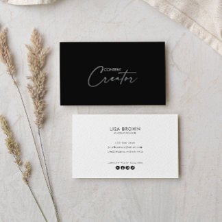 Gray White Classic Content Creator Business Card 名刺