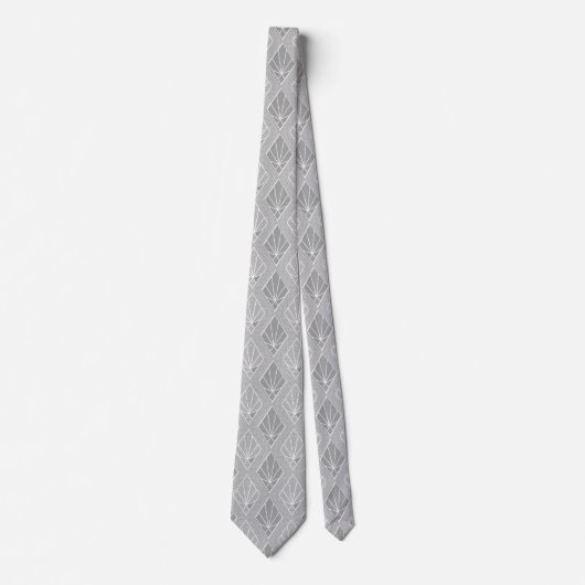 Gray & White Diamonds Art Deco Pattern Neck Tie ネクタイ (正面)