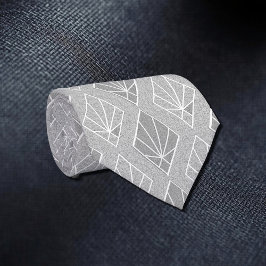 Gray & White Diamonds Art Deco Pattern Neck Tie ネクタイ