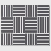 Gray White Horizontal Vertical Stripes ラッピングペーパー (フラット)