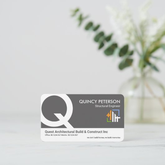 Gray White Layers Monogramイニシャル創始者CEO 名刺 (スタンド正面)