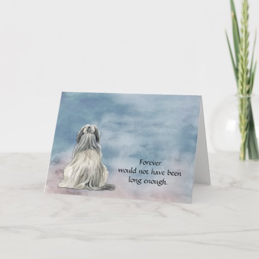 Gray White Lhasa Apso Dog Sympathy Card シーズンカード (正面)