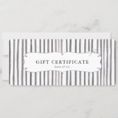 Gray White Stripe Vintage Bow Gift Certificate (正面)