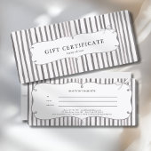 Gray White Stripe Vintage Bow Gift Certificate
