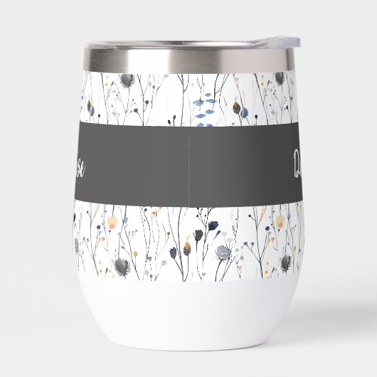 Gray Wildflower Watercolor Monogram Name (左面)