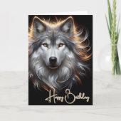 Gray Wolf Happy Birthday Card カード (正面)