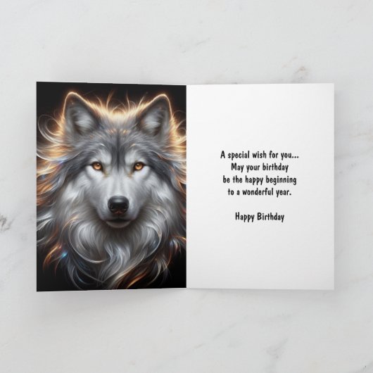 Gray Wolf Happy Birthday Card カード (内部)