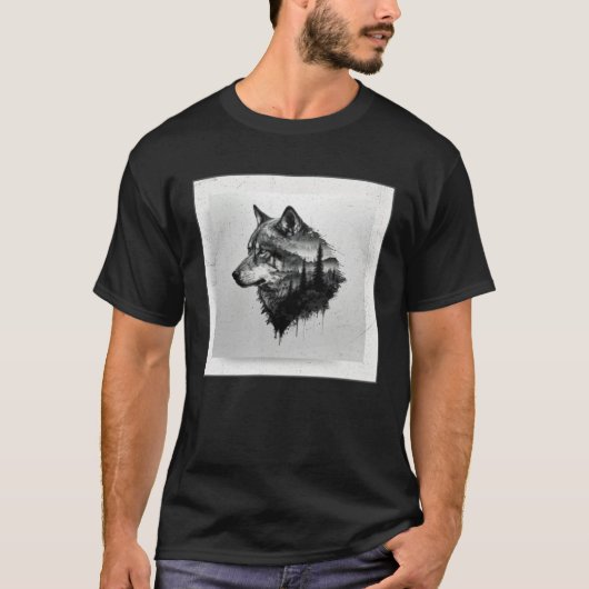 Gray Wolf Paint Splatter Warrior Wild Animal Uniqu Tシャツ (正面)