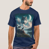 Gray Wolves at Dusk with Mountain Tシャツ (正面)