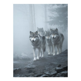 Gray Wolves in Thick Mist フォトプリント