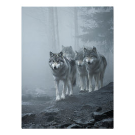 Gray Wolves in Thick Mist ポスター
