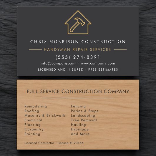 Gray Wood Grain Handyman 名刺