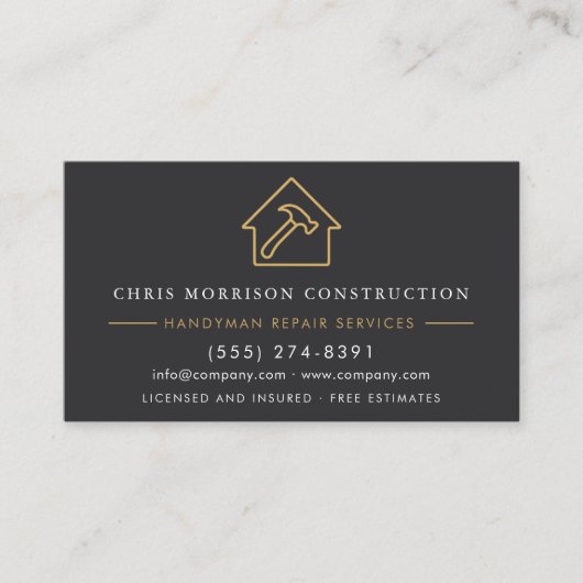 Gray Wood Grain Handyman 名刺 (正面)