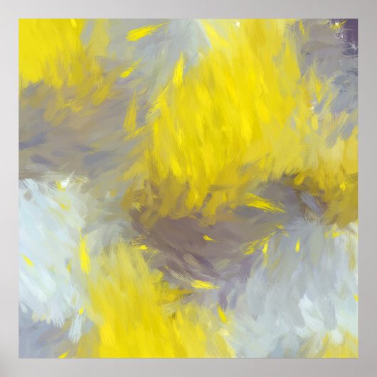 Gray Yellow Abstract Brushstrokes ポスター (正面)