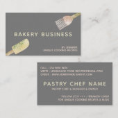 Gray Yellow Pink Pastry Watercolor leaf spoon 名刺 (正面/裏面)