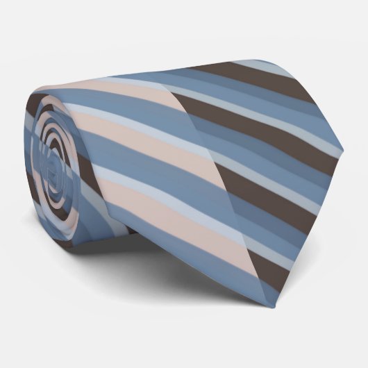 Grayish Blue Stripes On A Split Tan And Brown      ネクタイ (ロール)