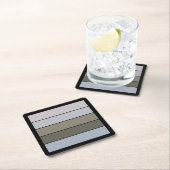 Grays Greens And Black Stripes On Watercolor Paper スクエアペーパーコースター (インサイチュ)