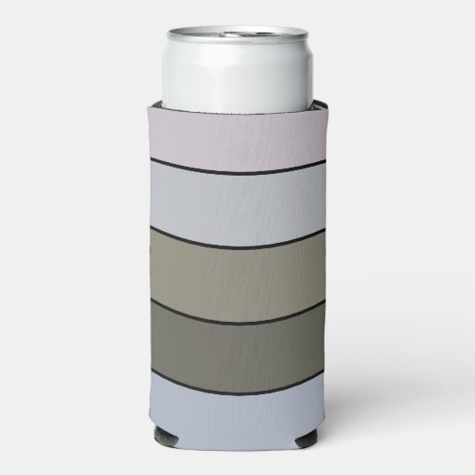 Grays Greens And Black Stripes On Watercolor Paper スリム缶クーラー (Seltzer正面)