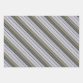 Grays Greens And Black Stripes On Watercolor Paper ラッピングペーパーシート (正面2)