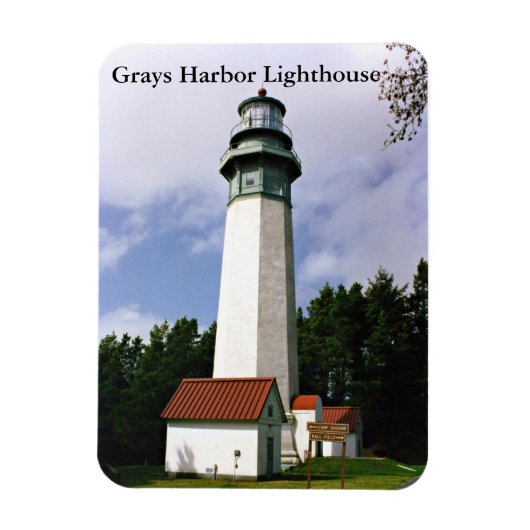 Grays Harbor Light house、ワシントン・マグネット マグネット (縦)