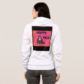 Grays New Year Wishes女性のフルジップフード付きスウェットシャツ パーカ (裏面フル)