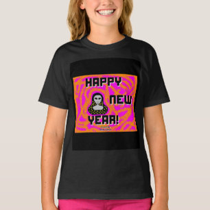 Grays New Year Wishes Girls Black Basic T Shirt Tシャツ