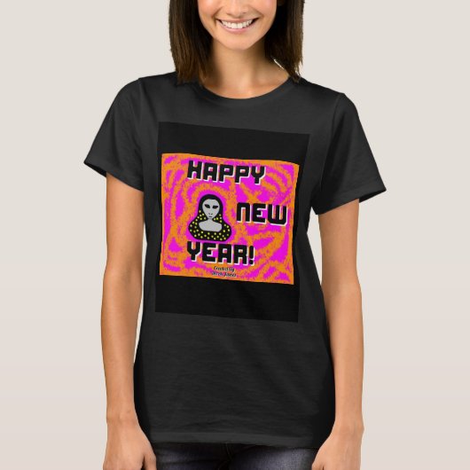 Grays New Year Wishes Wishes Women's Black Basic T Tシャツ (正面)