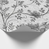 Grayscale Fairytale Castle with Ornate Vine Border ラッピングペーパー (角)