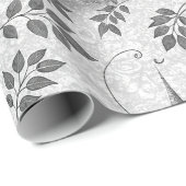 Grayscale Fairytale Castle with Ornate Vine Border ラッピングペーパー (ロールコーナー)