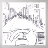 Grayscale Illustration Point of View of Driving ポスター (正面)