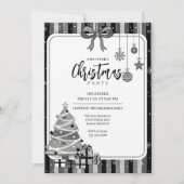 Grayscale Modern Christmas Tree Invitation 招待状 (正面)
