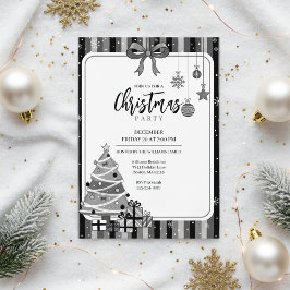 Grayscale Modern Christmas Tree Invitation 招待状