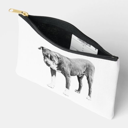 Grayscale Pit Bull Zipper Pouch アクセサリーポーチ (見開き)