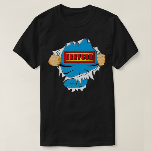 Grayson Name Superhero Gift for Boys Named Grayson Tシャツ (デザイン正面)