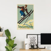 Graz Steiermark Austria Vintage Ski Poster ポスター (ホームオフィス)