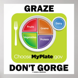 Graze Do Not Gorge (MyPlate.gov Food Groups) ポスター
