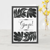 Grazie Floreale Elegante Tropicale Bianco e Nero カード (黄色い花)