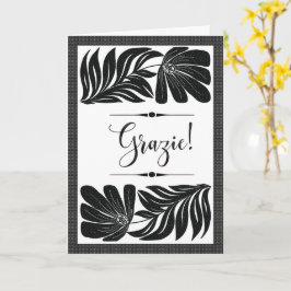 Grazie Floreale Elegante Tropicale Bianco e Nero カード