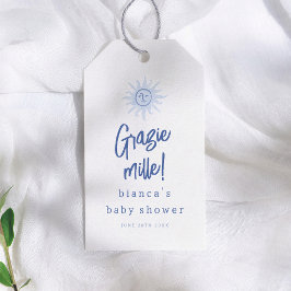 Grazie Mille! Italian Boy Baby Shower Thank You ギフトタグ